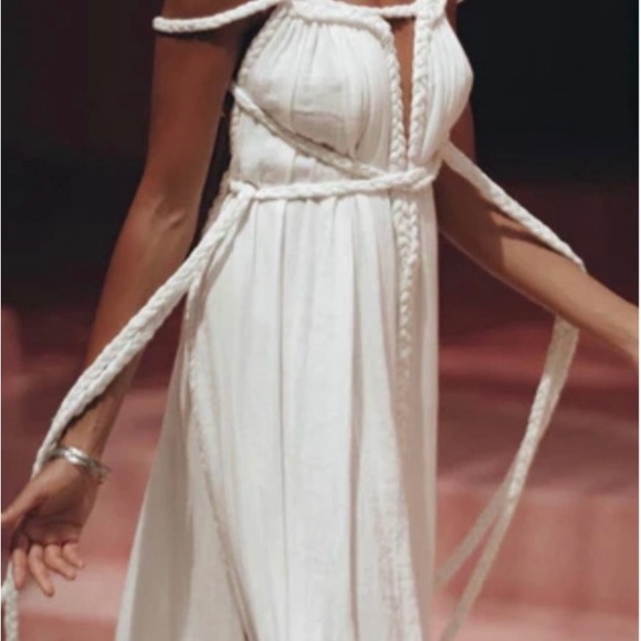 Aya Sacred Wear Off-White Simple Organic Cotton Boho Wedding Maxi Dress XS-L - Picture 3 of 13